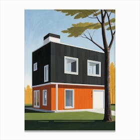 Minimalist Modern House Illustration (12) Canvas Print
