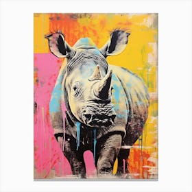 Rhino Pop Art Screen Print Inspired  1 Canvas Print