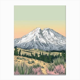 Mount St Helens Usa Color Line Drawing (1) Canvas Print