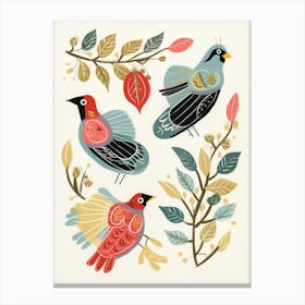 Folk Style Bird Painting Cardinal 1 Canvas Print