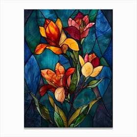 Colorful Stained Glass Flowers 11 Canvas Print