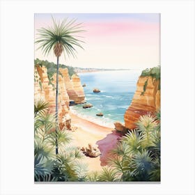 Watercolor Painting Of Praia Dona Ana, Lagos Portugal 2 Canvas Print