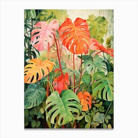 Tropical Plant Painting Swiss Cheese Plant 1 Canvas Print