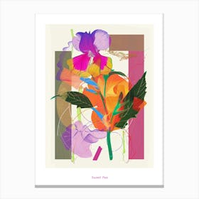Sweet Pea 4 Neon Flower Collage Poster Canvas Print