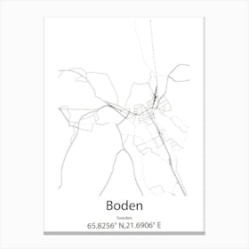 Boden,Sweden Minimalist Map Canvas Print