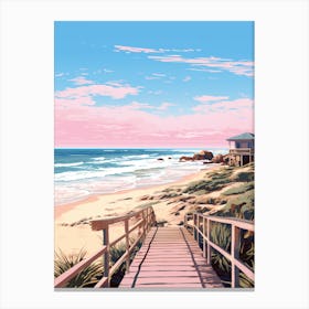An Illustration In Pink Tones Of  Grange Beach Australia 2 Canvas Print