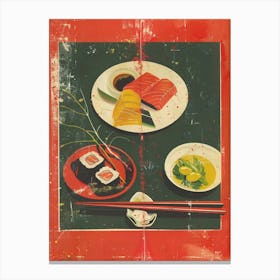 Japanese Sushi Platter Mid Century Modern 3 Canvas Print