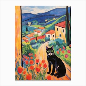 Painting Of A Cat In Val D Orcia Italy 3 Canvas Print