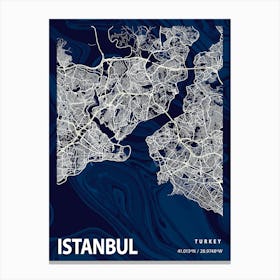 Istanbul Crocus Marble Map Canvas Print