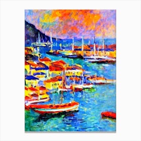 Funchal Harbour Portugal Brushwork Painting harbour Canvas Print