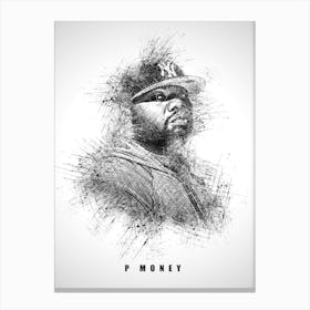 P Money Rapper Sketch Canvas Print