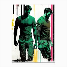 Two Men Standing Next To Each Other Canvas Print