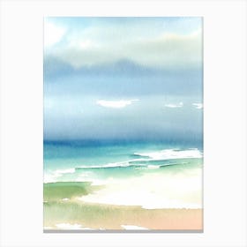 Polzeath Beach 2, Cornwall Watercolour Canvas Print