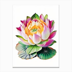 Amur Lotus Decoupage 1 Canvas Print