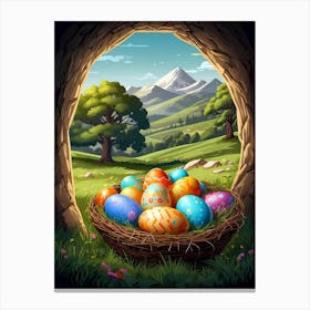 Easter Eggs In The Nest Canvas Print