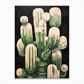 Modern Abstract Cactus Painting Mammillaria Cactus 2 Canvas Print