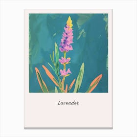 Lavender 2 Square Flower Illustration Poster Canvas Print