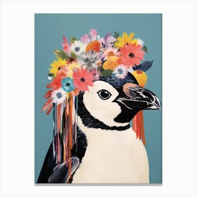 Bird With A Flower Crown Penguin Canvas Print