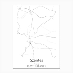 Szentes,Hungary Minimalist Map Canvas Print