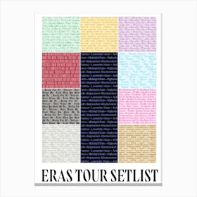 Eras Tour Setlist taylor swift album titles Canvas Print