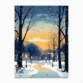 Winter Travel Night Illustration Inverness United Kingdom 1 Canvas Print