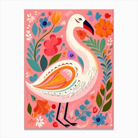 Pink Scandi Swan 1 Canvas Print