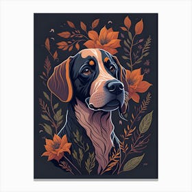 Floral Dog Portrait Boho Minimalism (27) Canvas Print
