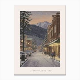 Vintage Winter Poster Leavenworth Washington 3 Canvas Print