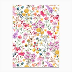 Whimsical Wild Botanical Flowers Canvas Print