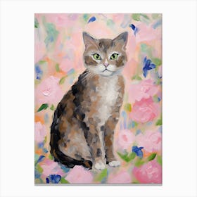 A Scottish Fold Blue Cat Painting, Impressionist Painting 6 Canvas Print
