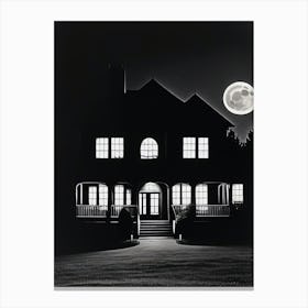 Haunted house in Full Moon Canvas Print