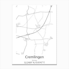 Cremlingen,Germany Minimalist Map Canvas Print