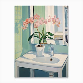 Bathroom Vanity Painting With A Orchid Bouquet 4 Canvas Print