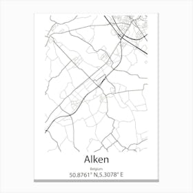 Alken,Belgium Minimalist Map Canvas Print