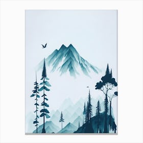 Mountain And Forest In Minimalist Watercolor Vertical Composition 130 Canvas Print