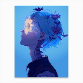 Girl With Flowers On Her Head 6 Canvas Print