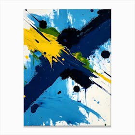 Blue And Yellow Splatters Canvas Print