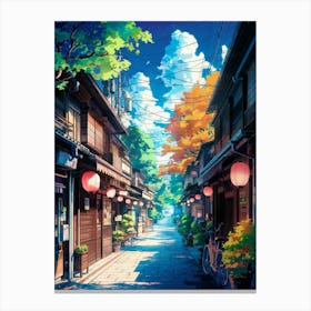 Lofi Anime Style, Anime Tokyo Street Canvas Art - Vibrant Urban Home Decor, Japanese Cityscape Wall Art Gift for Anime Fans Canvas Print