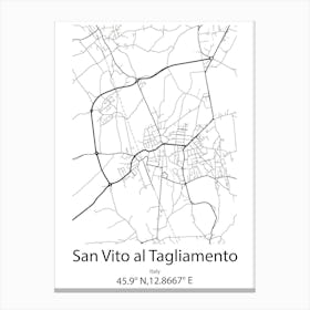 San Vito Al Tagliamento,Italy Minimalist Map Canvas Print