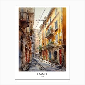 Nice, France 2 Watercolor Travel Poster Canvas Print