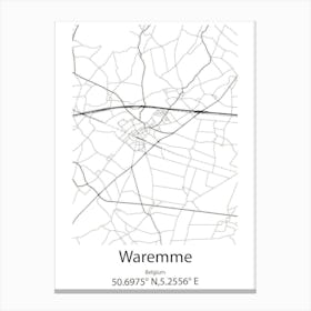 Waremme,Belgium Minimalist Map Canvas Print