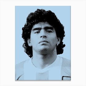 Diego Maradona Football Player Legend in Line Art Illustration Canvas Print