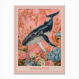 Floral Animal Painting Humpback Whale 2 Poster Canvas Print