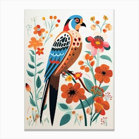 Scandinavian Bird Illustration American Kestrel 3 Canvas Print