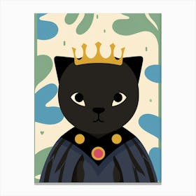 Little Black Panther 1 Wearing A Crown Canvas Print