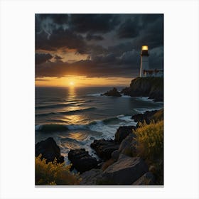 Sunset At The Lighthouse Canvas Print