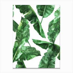 Seamless Pattern Of Green Banana Leaves Canvas Print