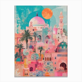 Morocco   Retro Collage Style 3 Canvas Print