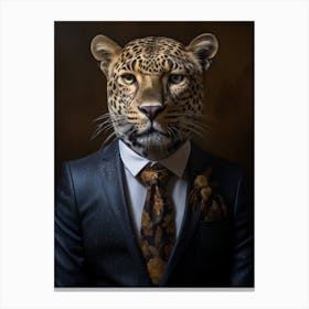 African Leopard Wearing A Suit 2 Canvas Print