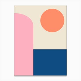 Modern Color Block Geometric Shapes in Blue Pink and Orange Canvas Print